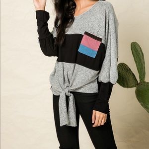 Colorblock Tie Knot Sweater